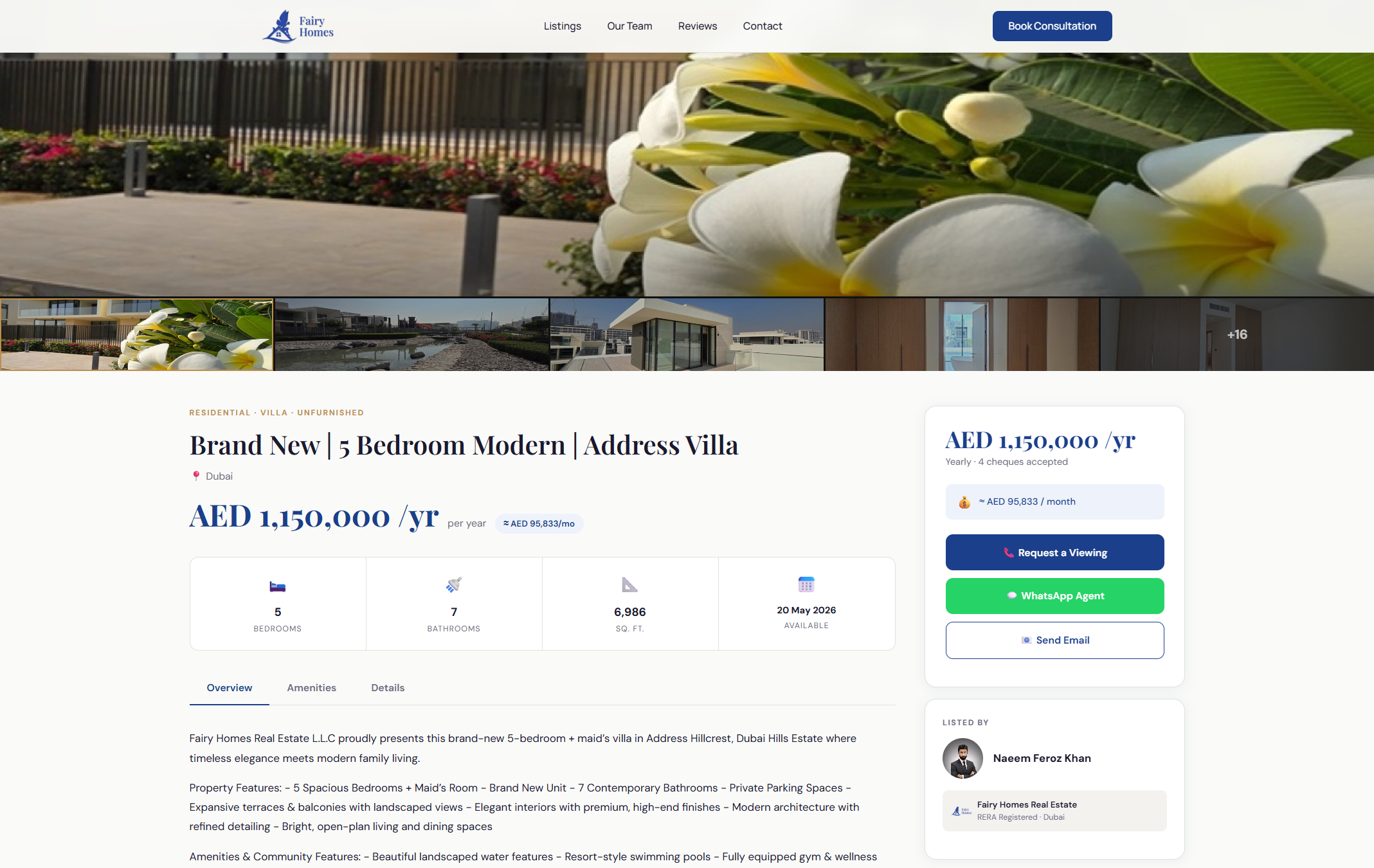 FairyHomes property detail — full specs synced from PropertyFinder