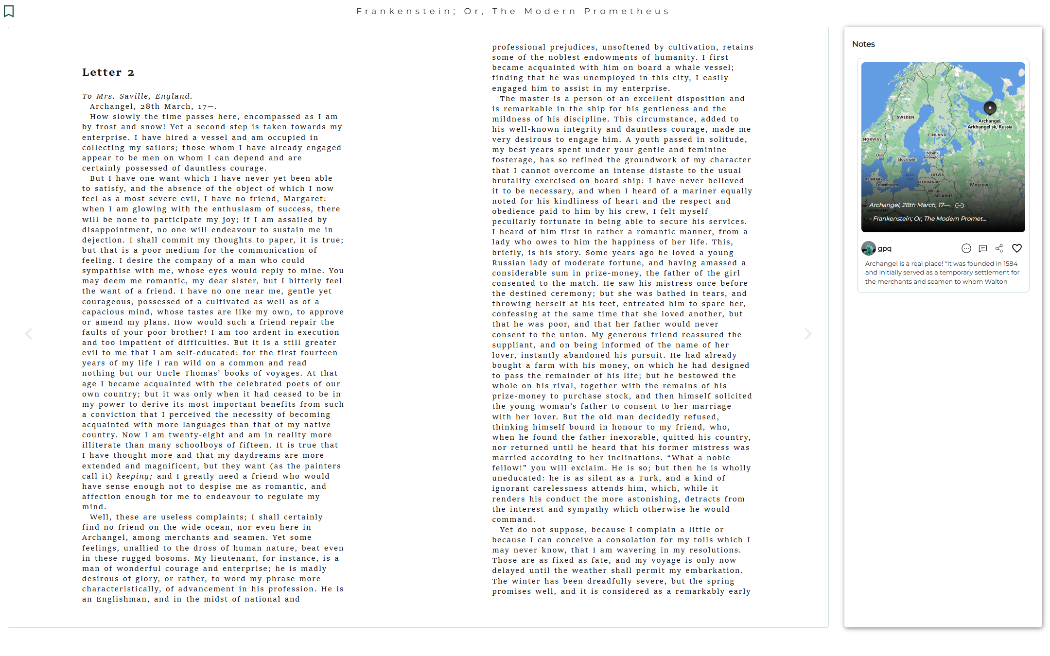 Peaque reader — book text with community notes in a side panel